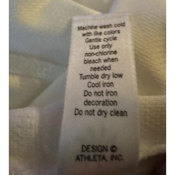 Athleta Hoodie Tunic Dress White Front Pockets Thumb Holes Sweatshirt Size L - Picture 8 of 8